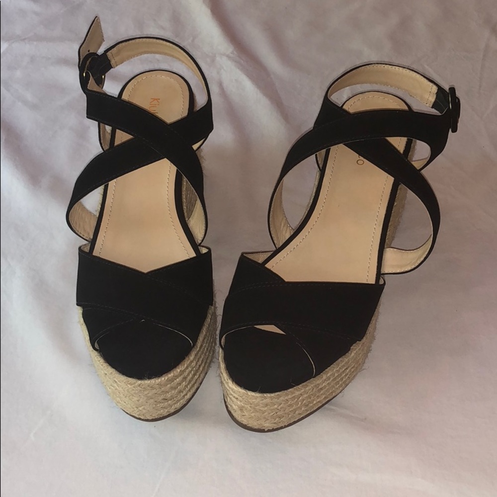 Klub Nico- Black suede platform wedges-Size 9